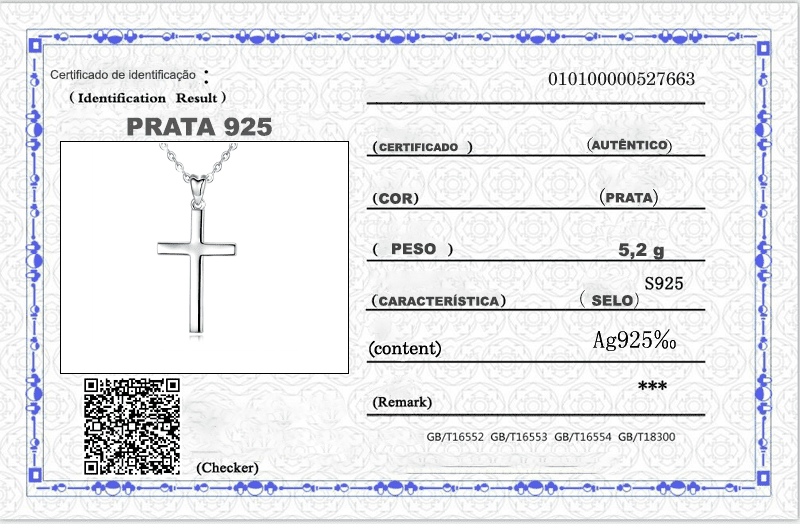 Cordão de Prata com Pingente de Cruz