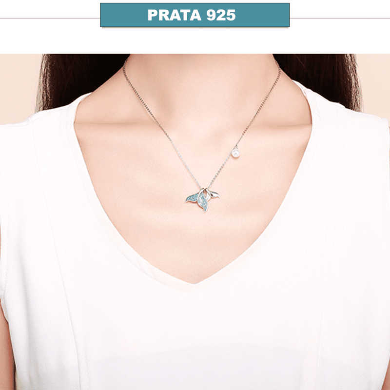 Colar Feminino calda de sereia prata 925