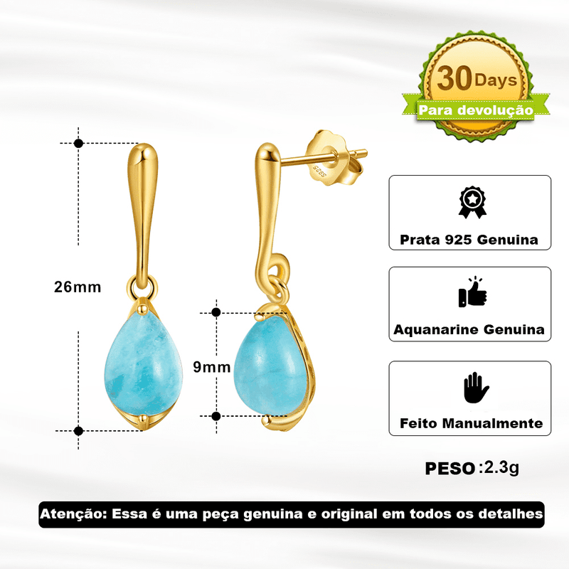 Brincos de Prata pura com Pedra Turmalina Natural - Elegancy Brasil